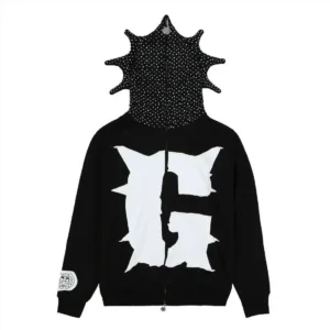 Black Glo Gang Full Zip Rhinestone Hoodie