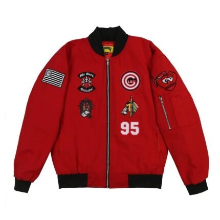 Glo Gang Cappin Olive/Red bomber jacket