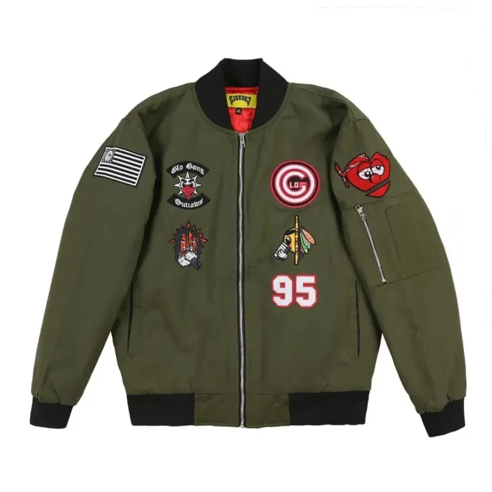 Glo Gang Cappin Olive/Red bomber jacket