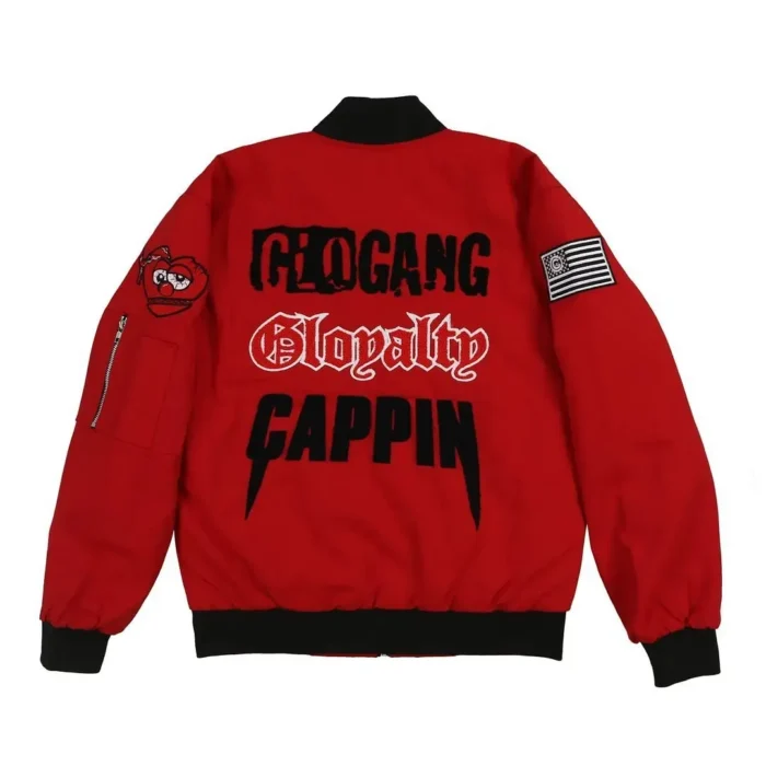 Glo Gang Cappin Olive/Red bomber jacket