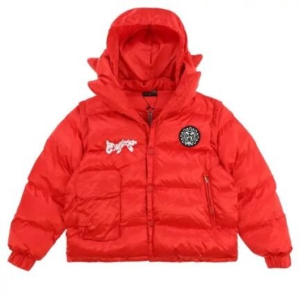 Glocler Flare Collar Puffer Jacket Red